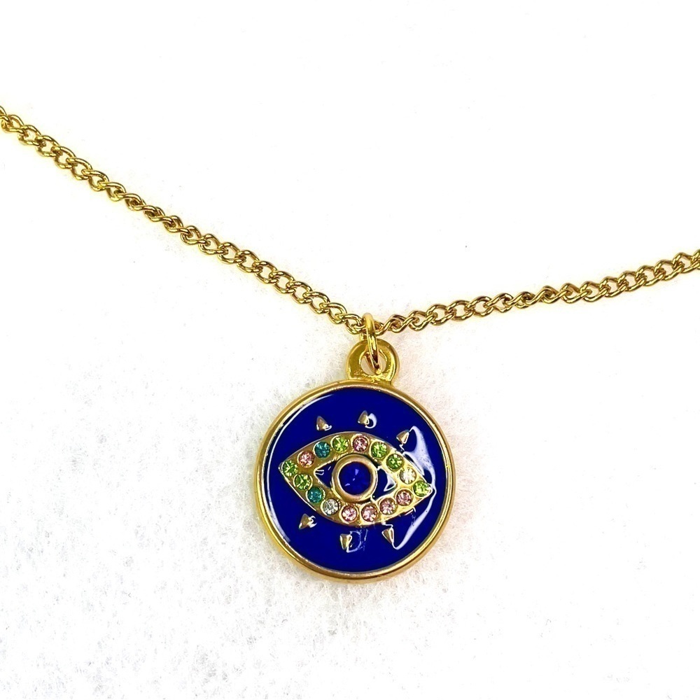 Brand NEW Round Enamel Eye Necklace Stainless Steel - Picture 3 of 7
